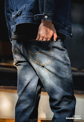 Maden Vintage Denim Washed Straight Leg Jeans for Men Casual Baggy Pants Streetwear Loose Trousers Fashion Plus Size Jeans